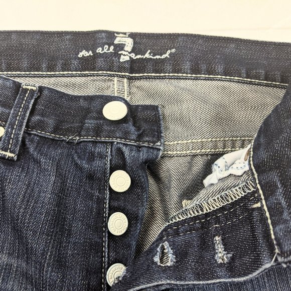 7 For All Mankind Slouchy Button Fly Blue Jeans - Picture 5 of 8